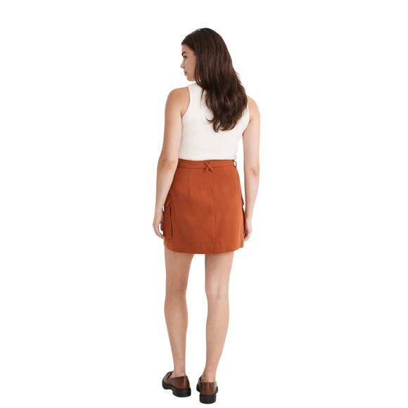 Madewell Curvy Drapey Moleskin Cargo Mini Skirt Rust Orange Women’s 8 - Picture 8 of 10